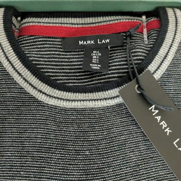 Mark Law Grey Cotton knit Crew Neck Men's Sweater, L, New in Box - Picture 5 of 5